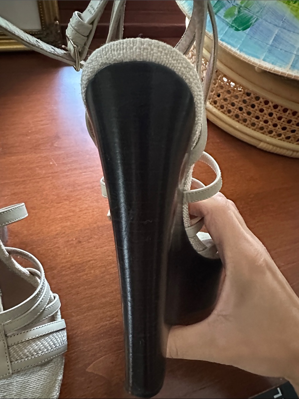 Burberry Beige Strappy Espadrille Heels with Ankle Wrap - Picture 3 of 8